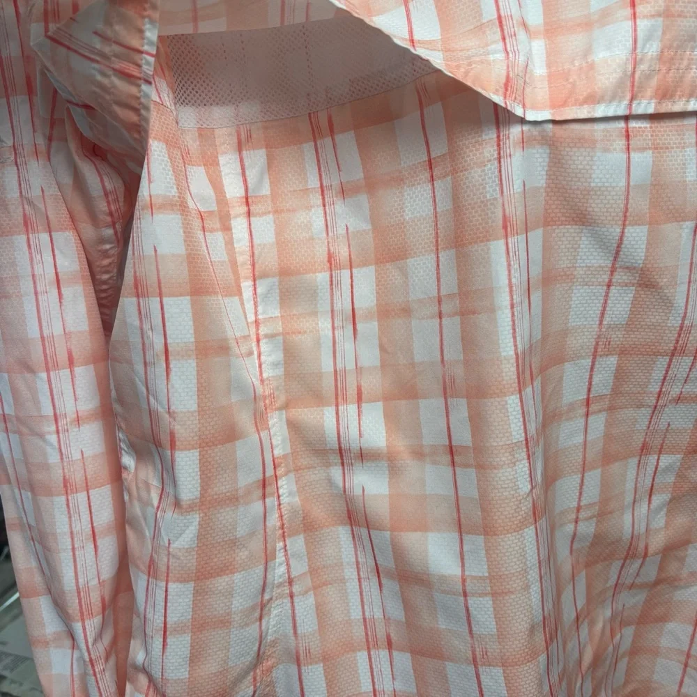Field & Stream Peach/Wht Plaid Button-Up Long Sleeve Cool Sporting Shirt Women L - Picture 7 of 8